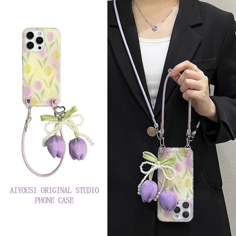 SN924 สําหรับ iphone กันกระแทกเกาหลีน่ารักเคสโทรศัพท์ 18 PRO MAX 17 PRO MAX/15 PRO MAX 16 plus 14 PRO MAX 16pro 12pro 11), ที่ถอดออกได้เชือกเส้นเล็กผู้หญิงการ์ตูน Art ins สายคล้องสําหรับสาว