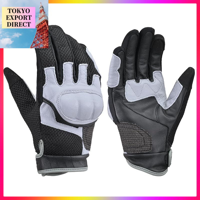 Daytona DG-009 Summer Motorcycle Gloves with Genuine Leather Palm, Hard Protectors, Touchscreen Comp