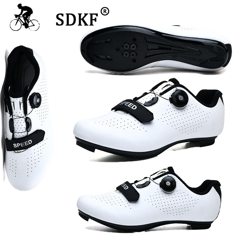 รองเท้าจักรยานเสือหมอบ KEELOOK SPD น้ำหนักเบา วัสดุ breathable สีขาว