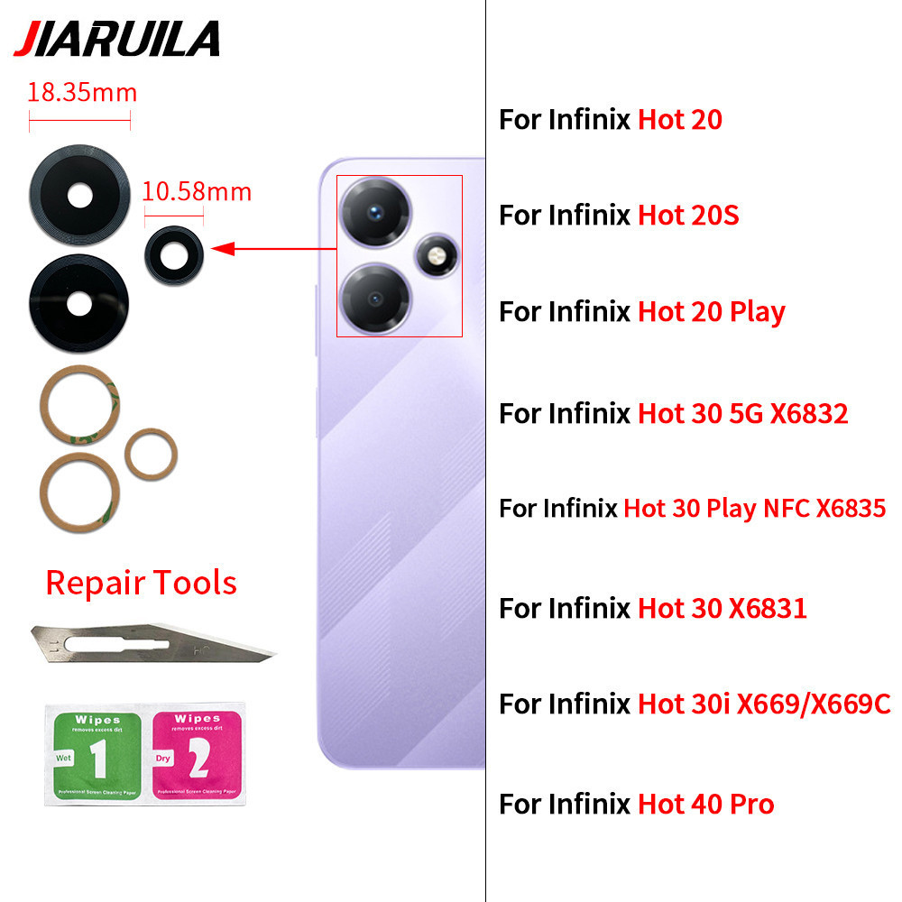 หลังกล้องแหวนเลนส์ฝาครอบกระจกออะไหล่ สําหรับ Infinix Hot 20 20S Play 30 5G 30i X669 40i 40 Pro