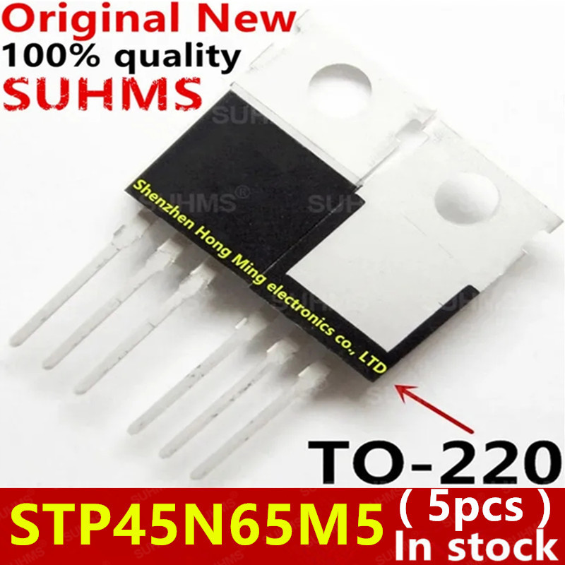 (5 ชิ้น) 100% ใหม่ 45N65M5 STP45N65M5 TO-220 ชิปเซ็ต