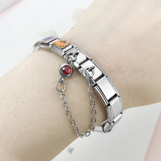 สร้อยข้อมือ 12 เดือน Birthstone ออกแบบอิตาลี ห่วงโซ่สายเหล็กไทเทเนียม ปรับแต่งได้ตามใจชอบ