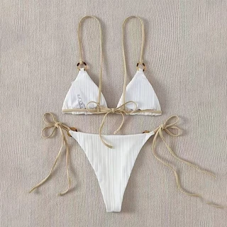🤍 ส่งไว 24 ชม🖤บิกินี่ bikini 2 ชิ้น ชุดว่ายน้ำผู้หญิง วินเทจ สีพื้น เซ็กซี่ มีฟองน้ำ ใส่ไปทะเล