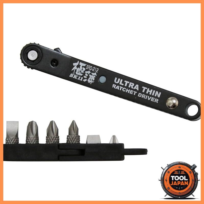 SK11 ultra-thin ratchet driver, 15-degree bent-up type, with 20 teeth gear, model SRD-212.