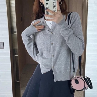mimi&didi#เสื้อคลุมคาร์ดิแกนทรงคอกลม แต่งกระดุมทอง สำหรับผู้หญิง#88010