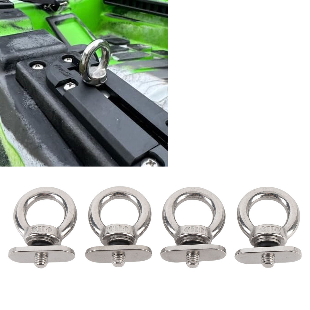 [tiehome] 4PCS Track Kayak Mount Tie Downตาไก่Heavy Duty 316 รางสแตนเลสMount Kayak M6 Eye Boltฮาร์ดแ