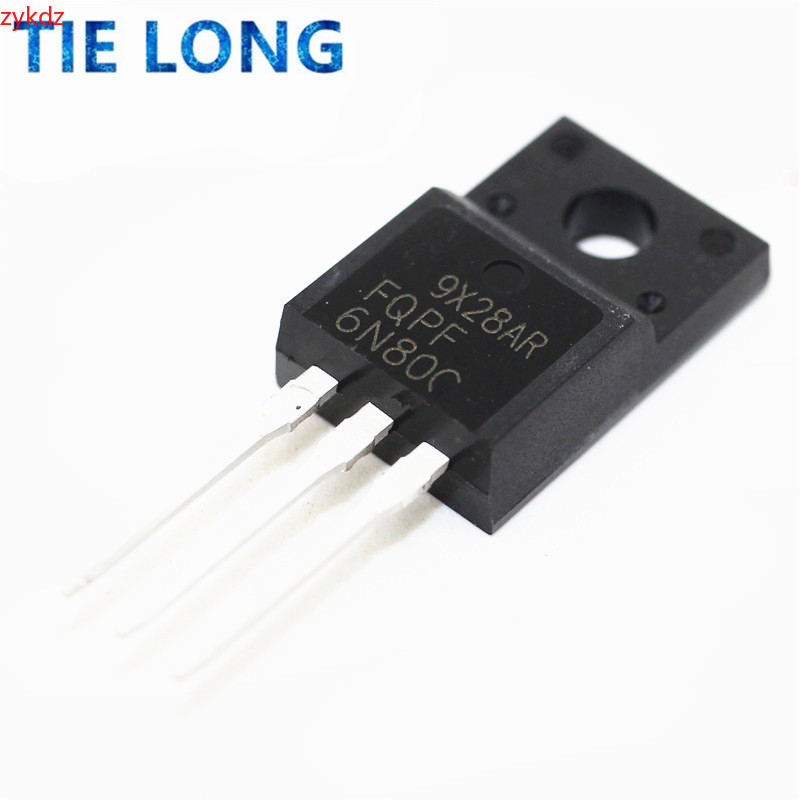 10PCS FQPF6N80C TO-220 6N80C 6N80 TO220 FQPF6N80 TO-220F ใหม่ MOS FET ทรานซิสเตอร์