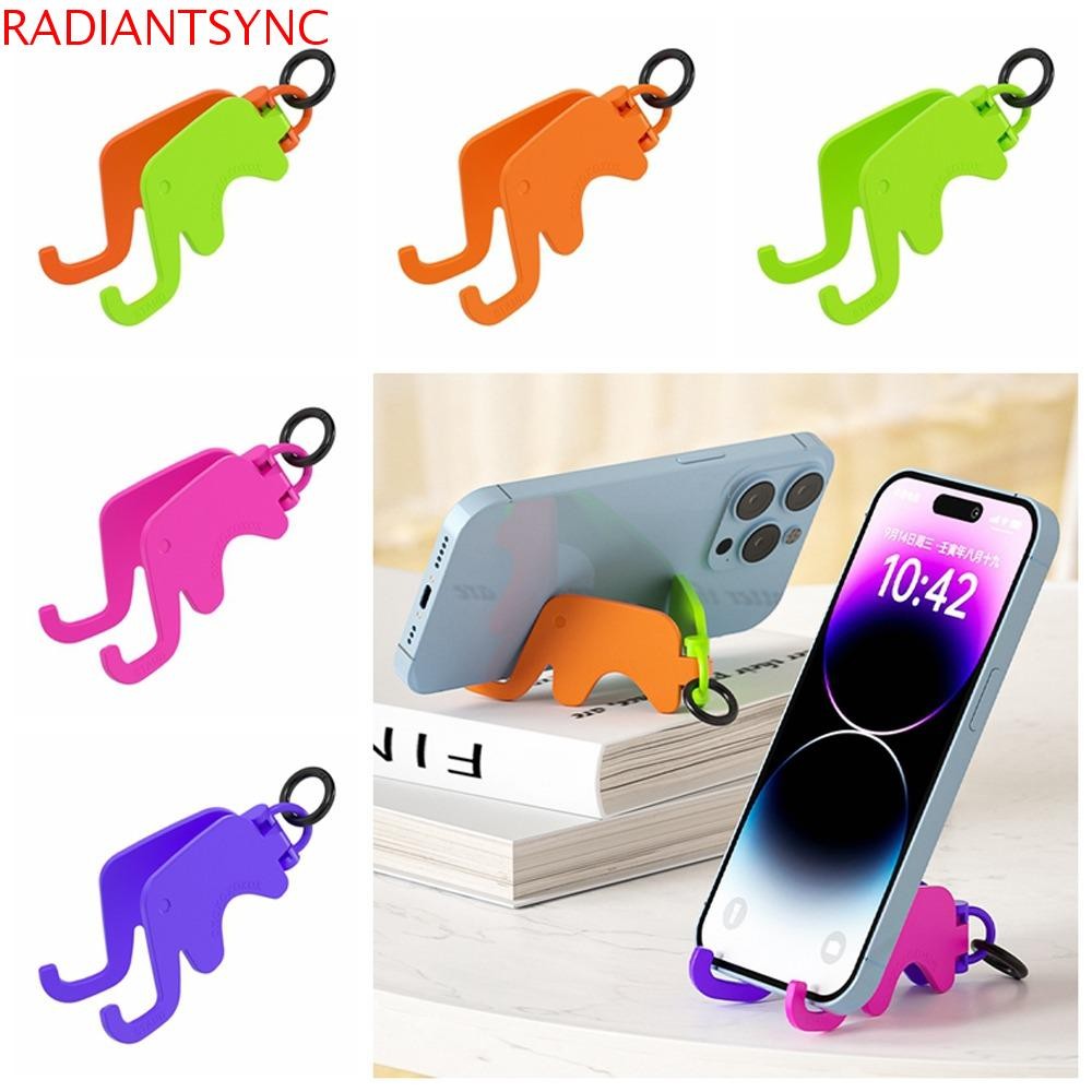 RADIANTSYNC ที่วางโทรศัพท์มือถือแบบพกพาพร้อมพวงกุญแจขาตั้งโทรศัพท์มือถือรูปช้างน่ารักมินิการ์ตูนวงเล็บโทรศัพท์มือถือเครื่องประดับของขวัญ