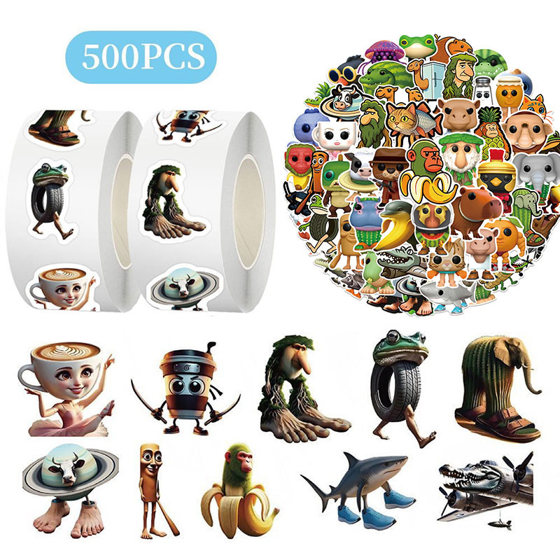500 ชิ้น Tung Tung Sahur สติกเกอร์ Ballerina Cappuccina Creative Diy สติกเกอร์