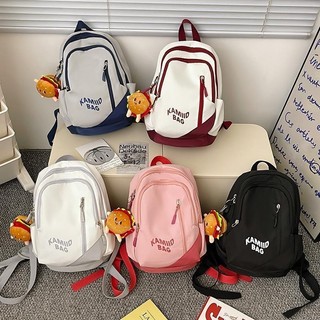 Tas Ransel Pelajar SMP/SMA - Desain Huruf Minimalis & Warna Kontras, Kapasitas Besar Gaya Ins