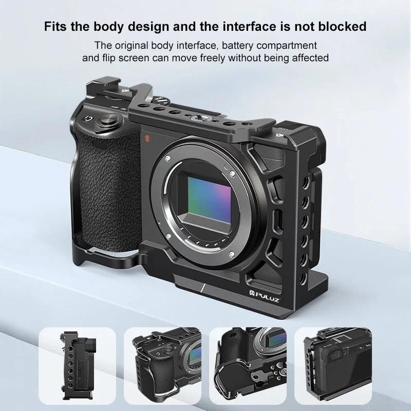 กรงกล้องโลหะขยาย Mount Stabilizer Rig สําหรับ Sony A6500 / A6400 / A6300 / A6000 อุปกรณ์เสริมสําหรับ