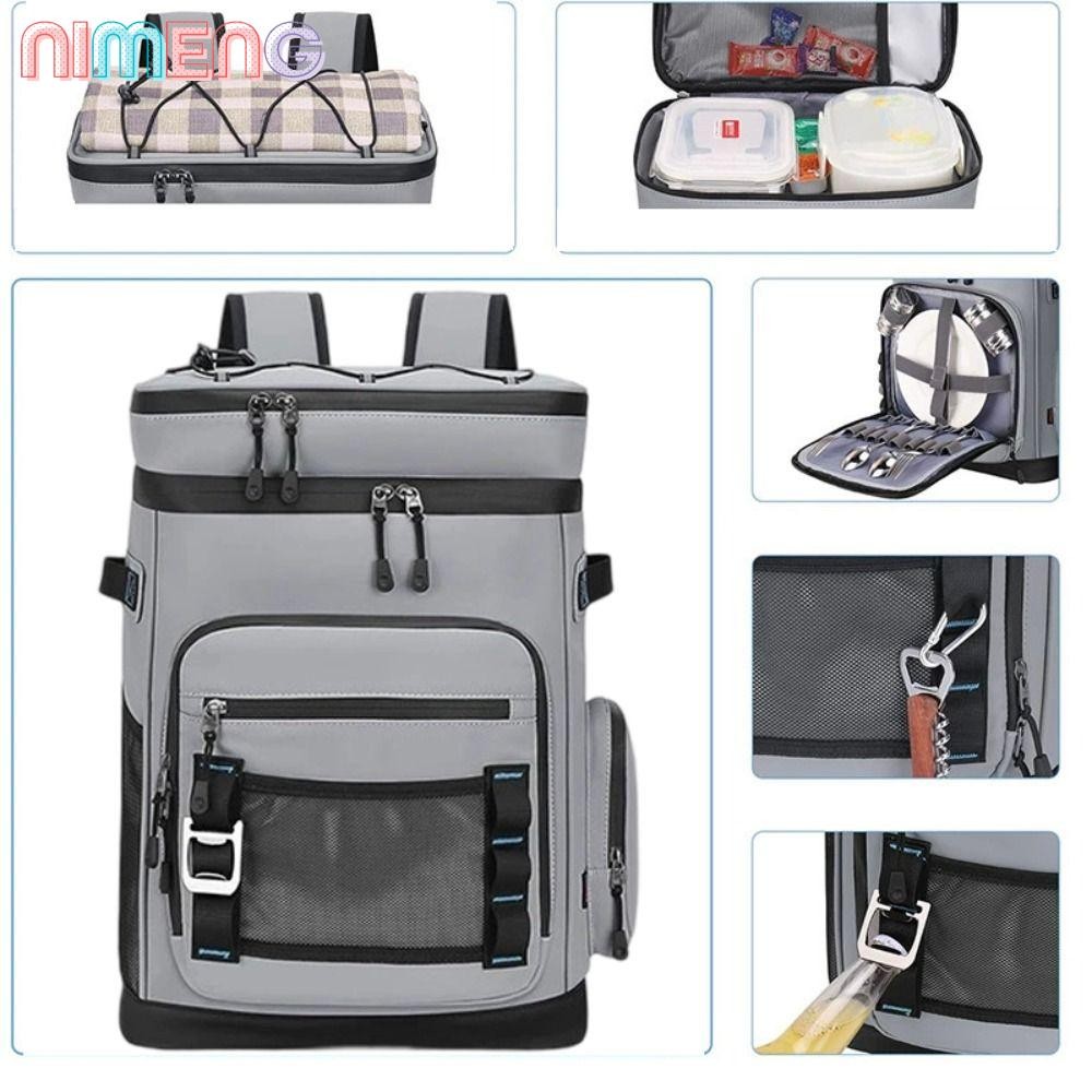 กระเป๋าเป้สะพายหลังเก็บความเย็น นิเมง กระเป๋าเก็บความเย็นกันน้ําความจุขนาดใหญ่ผู้ชายและผู้หญิง 30ล/48 กระป๋องฉนวนป้องกันการรั่วน้ําแข็งหน้าอกตกป