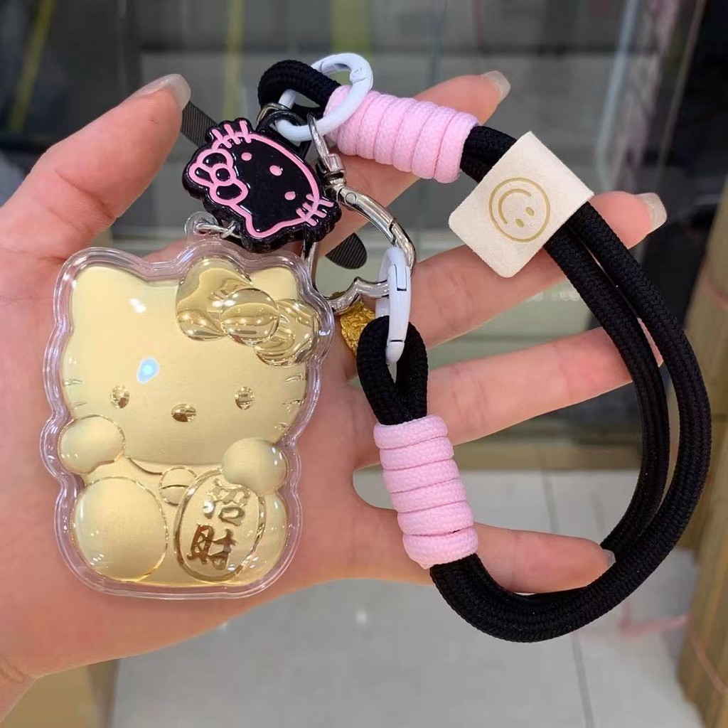 พิเศษ ออกแบบใหม่ทอง 999hellokitty Lucky Cat พวงกุญแจน่ารักกระเป๋าเครื่องประดับของขวัญสําหรับแฟน การอ