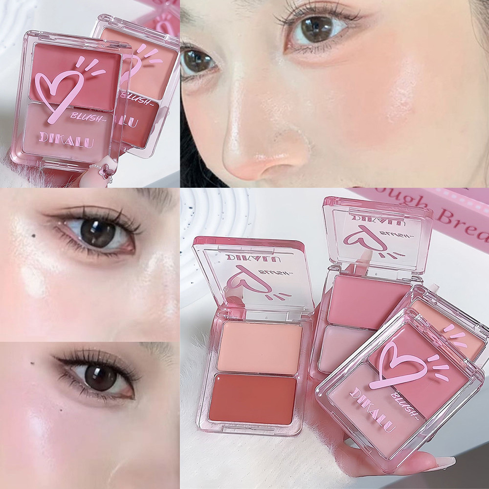 Blusher Cream Moisturize Cheek Lip Eye Contour Brightening Pink Eyeshadow Long-lasting Makeup Double Colours