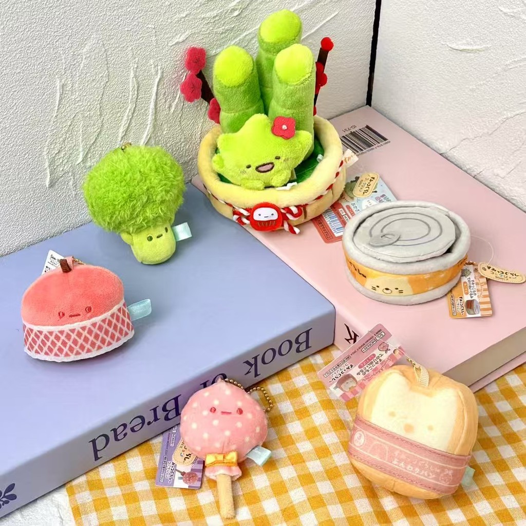 Sumikko Gurashi ซูเปอร์มาร์เก็ตฉากชีวิต Series Plushie ของเล่น San-x กระบองเพชร Lollipop ขนมปังตุ๊กตาพวงกุญแจกระเป๋าจี้เด็กของขวัญ