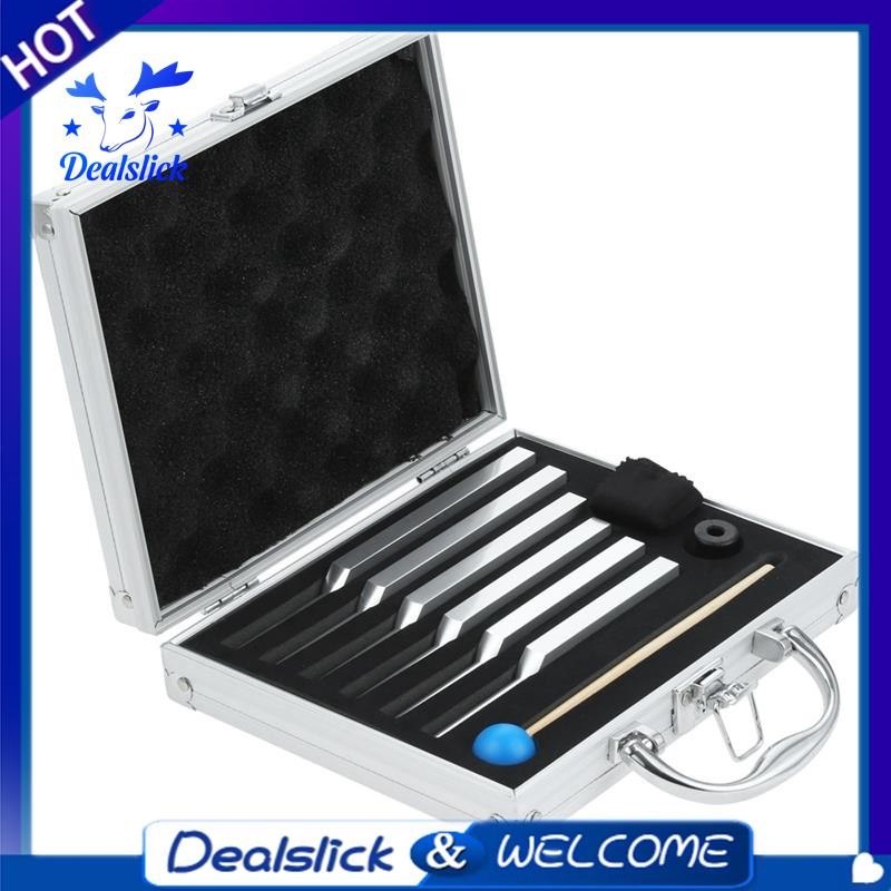 ส้อมจูน 6 ชิ้น (UT 496Hz, RE 417Hz, MI 528Hz, SOL 639HZ, FA741HZ, LA 8552HZ) สีเงินพร้อมค้อนไม้และถุ