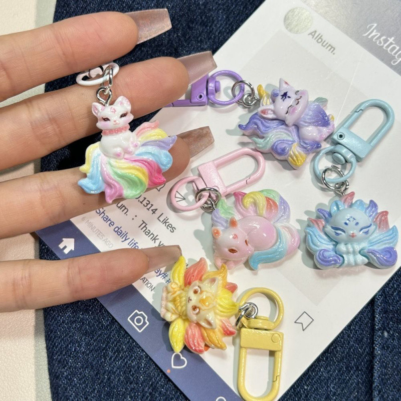 น่ารักสีสันเก้าหางสุนัขจิ้งจอกพวงกุญแจจี้กระเป๋าสาวการ์ตูนนักเรียนพวงกุญแจมูลค่าสูงจี้ ซอก - รูปที่ 2