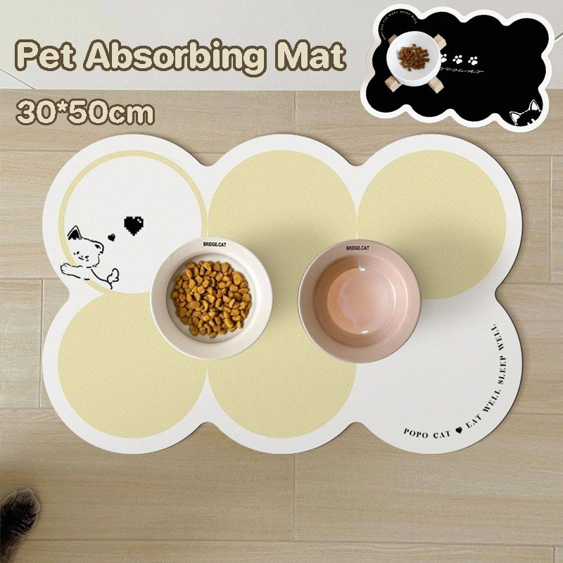Pet Absorbing Mat แผ่นรองจานสัตว์เลี้ยง   แผ่นรองชามให้อาหาร แผ่นรองชาม แผ่นกันอาหารหก