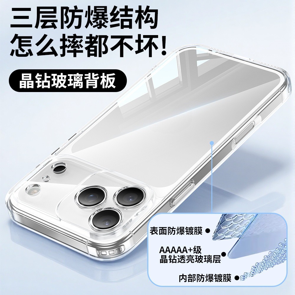 หรูหรา Slim HD คริสตัลใสเคสโทรศัพท์สําหรับ iPhone 17 11 12 13 14 15 16 Pro Max Plus 17Air X Xs Max XR พร้อม Ai ปุ่มกล้องป้องกันถุงลมนิรภัยกันกระแทกปลอกกระจกฝาหลัง