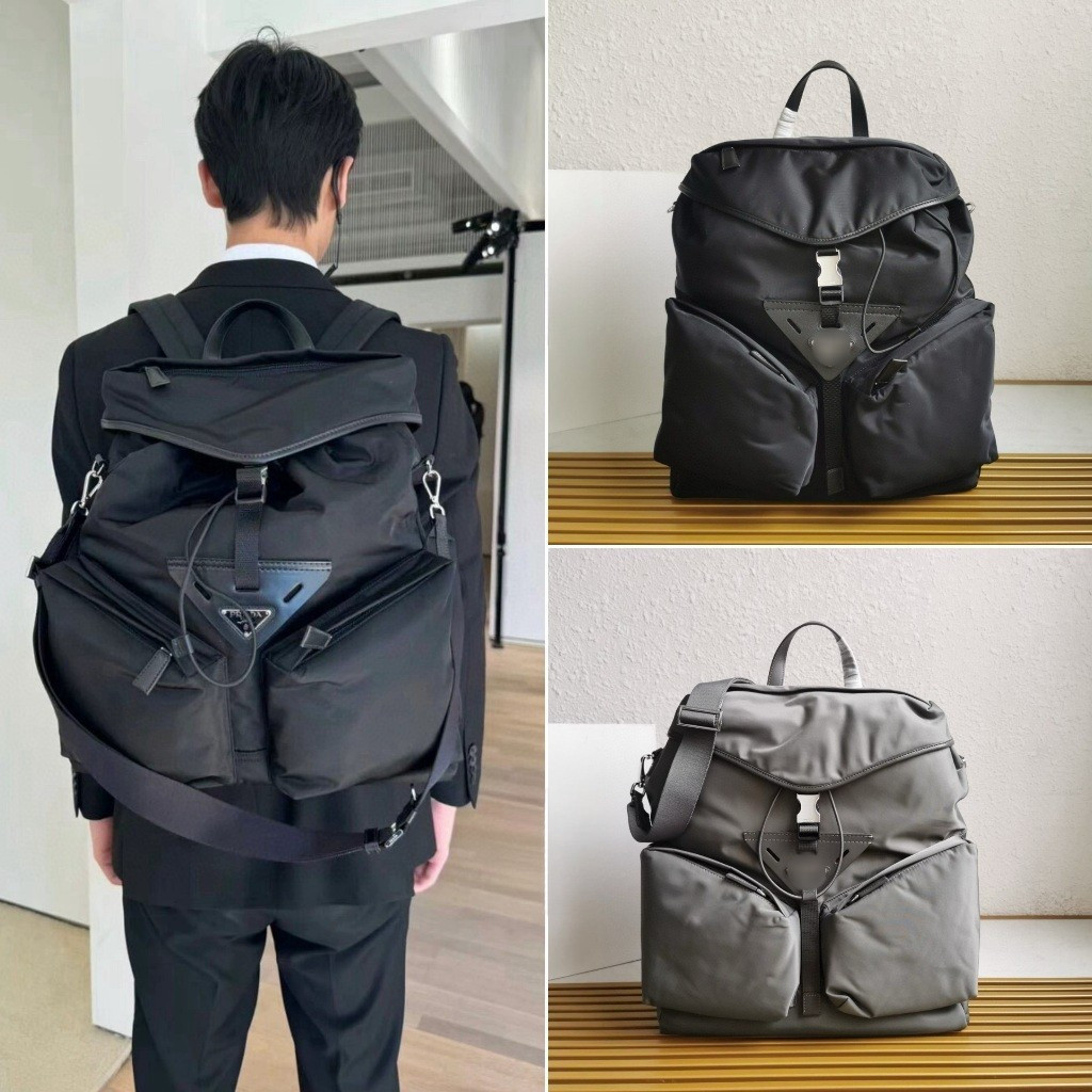 Pre order ราคา8100 PRD 2VZ108 สินค้าแบบยูนิเซ็กส์ กระเป๋าเป้ Nylon หนังวัว Size38*45*18cm