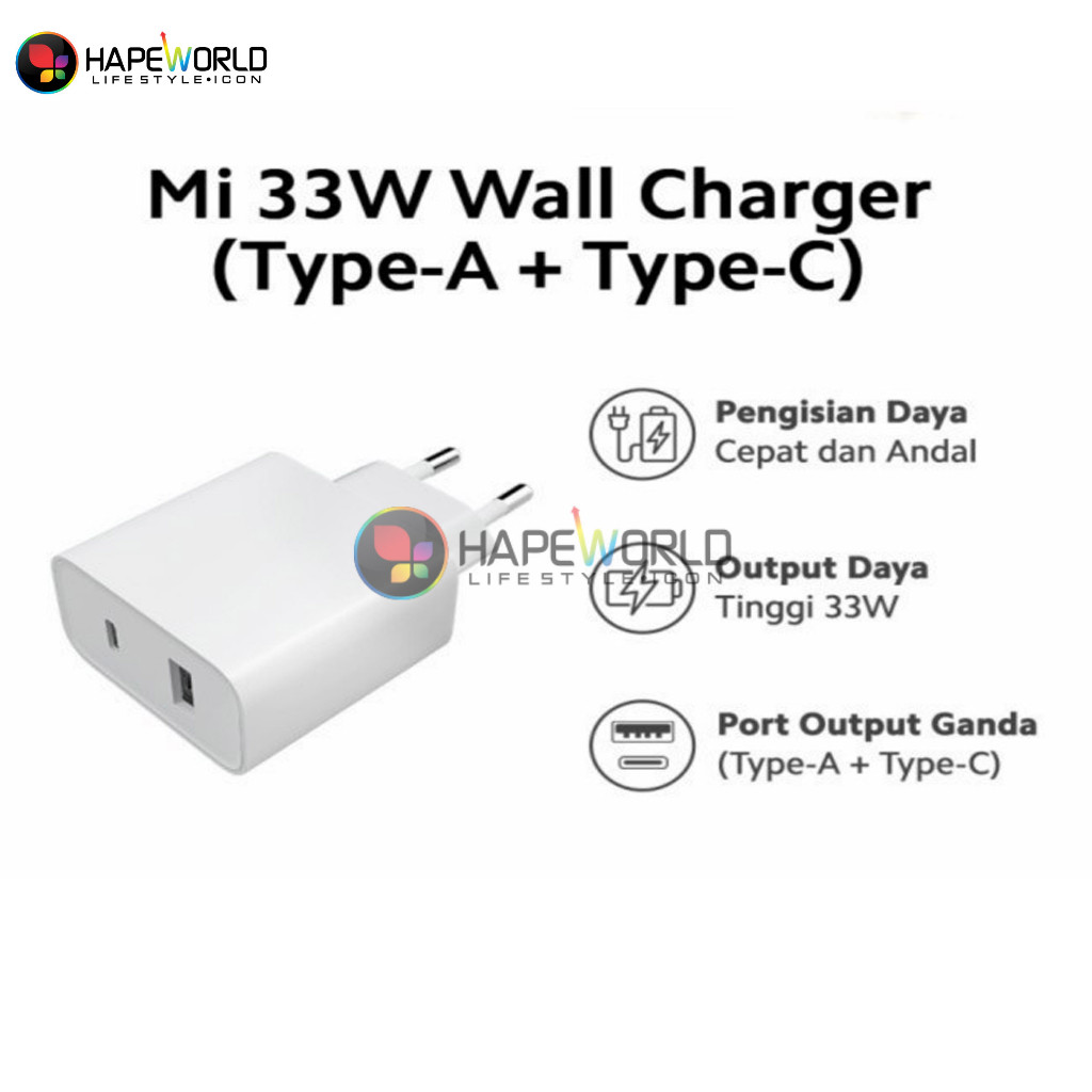 MI 33W ADAPTER CHARGER 33W TYPE A TYPE C