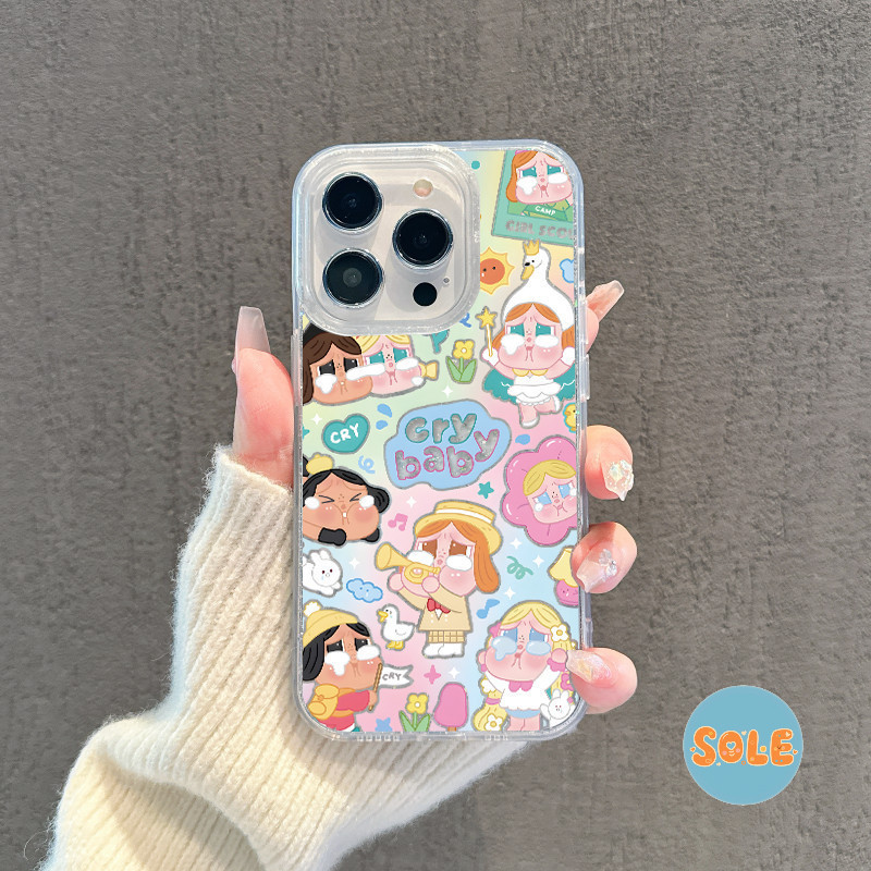 🦋Sole🦋เคสไอโฟน เคสใสกากเพชร สำหรับ iPhone 11 16 pro max 13 12 14 15 promax 7 plus  เคสใสกันกระแทก วิจิตร Flash CryBaby