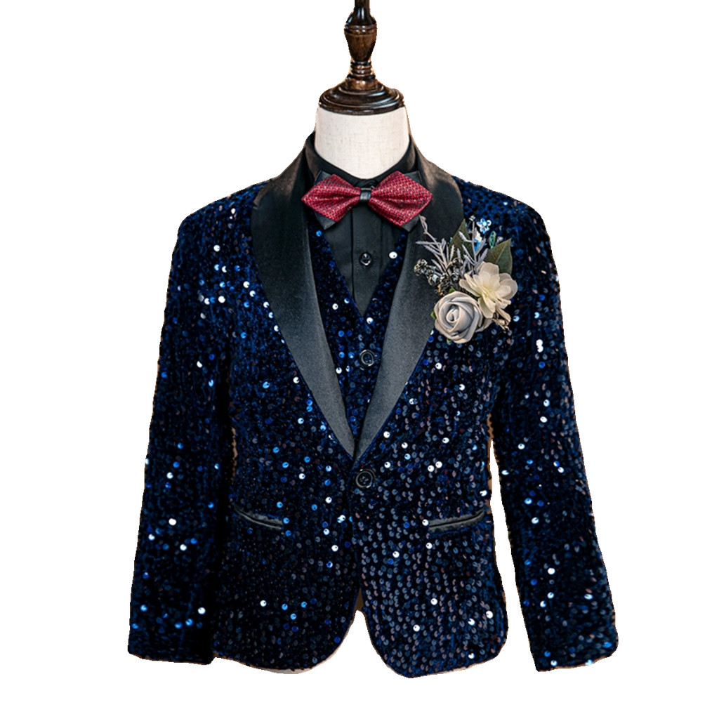 ชุดบอยสูทประดับด้วยเลื่อม สำหรับเด็กและเยาวชน เหมาะสำหรับการแสดงบนเวทีและดนตรี - รูปที่ 3