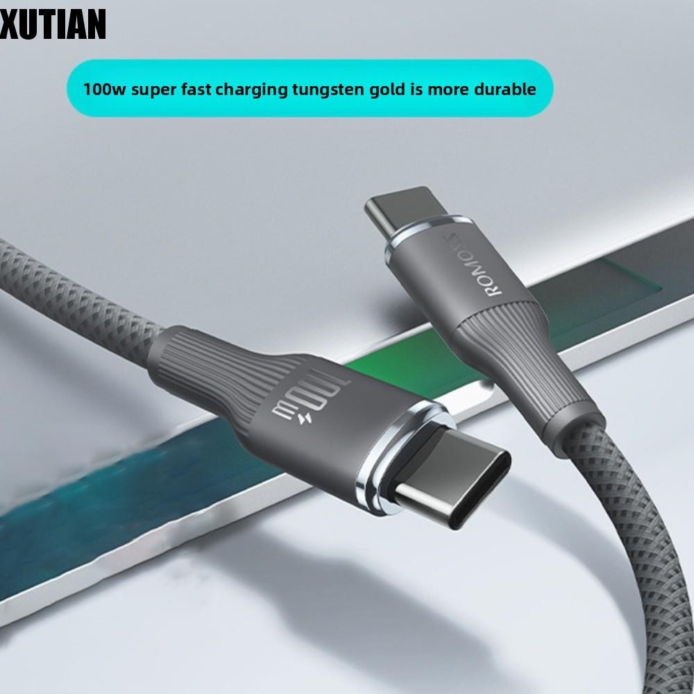 XUTIAN Type C To Type C สายชาร์จข้อมูล, 100W 6A ชาร์จเร็วสุด Tpye C สายชาร์จ, ข้อมูลลวดทอเปลือกความเ
