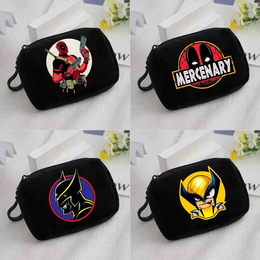 Deadpool & Wolverine กระเป๋าใส่เหรียญและผู้ถือกุญแจรถแบบพองูกนน์ ออกแบบโดยมาร์เวล สูปเปอร์ฮีโร่ สไตล์คาワイи