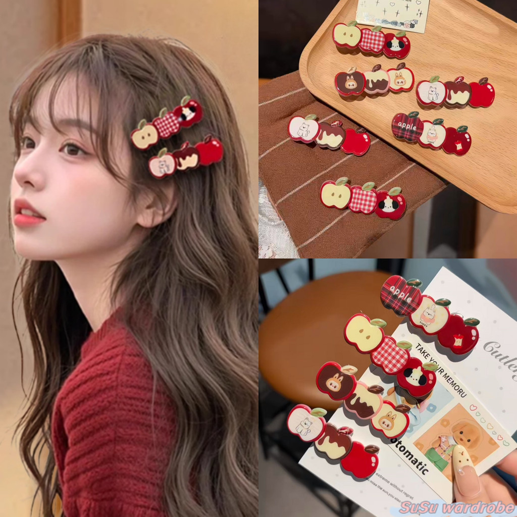 SuSu 🎀พร้อมส่ง 🎀 กิ๊บผมแอปเปิ้ลการ์ตูน สำหรับผู้หญิง สไตล์น่ารักญี่ปุ่น กิ๊บผมรูปแอปเปิ้ล VO-6