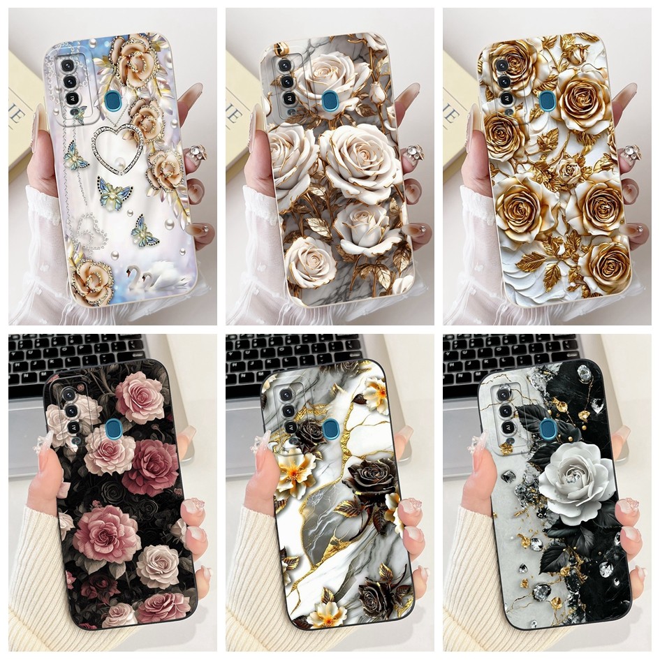 ปลอกใหม่สําหรับ Itel P37 P651L / P37 Pro / Vision 2S / Vision 2 Plus P681L ฝาครอบแฟชั่นดอกไม้ Bowkno