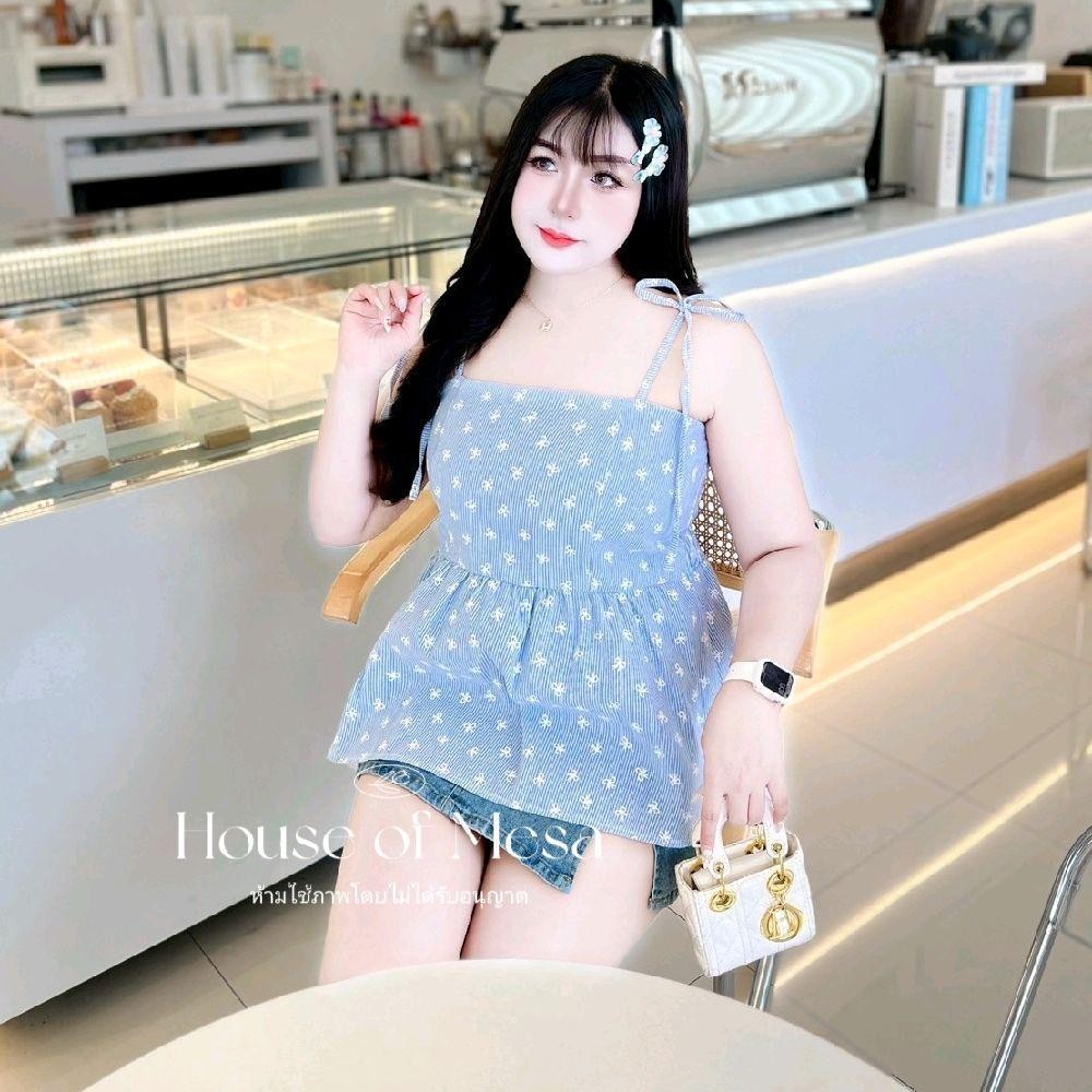 Plussize Top สายเดี่ยวโซคิวท์ สายเดี่ยวลายโบว์ริ้ว ราคา ถูกที่สุด ดีลบีเคเค แกลเลอรีภาพที่ 5