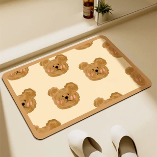 🏷️[Home]🐻 พรมเช็ดเท้า หนังPU Bear ต้าวหมี กันน้ํา โคลนไดอะตอม ลายหมีน่ารัก กันลื่น ซับน้ำได้ดีแห้งไว 40X60cm/40X120🐻