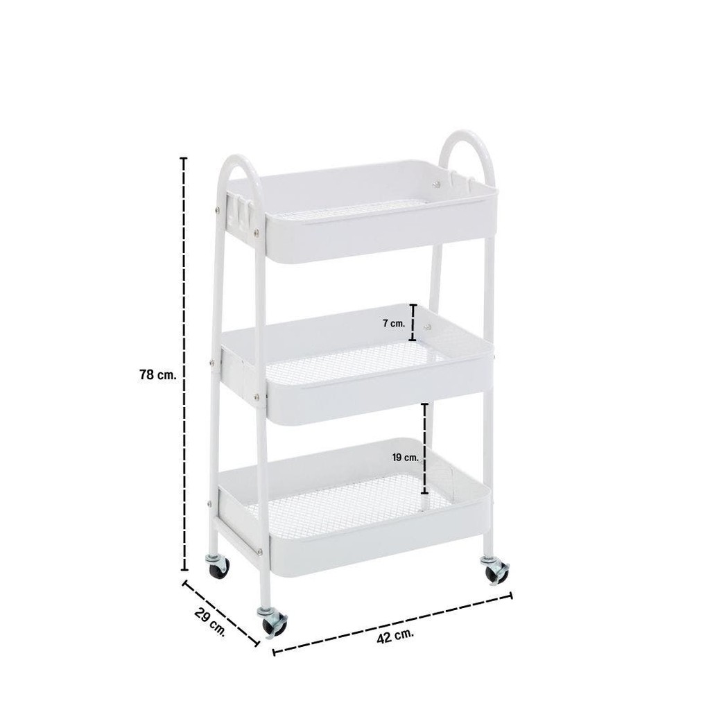 Looms รถเข็น รุ่น VINKY สีขาว (42x29x78 ซม.)  แบรนด์ LOOMS - รูปที่ 4