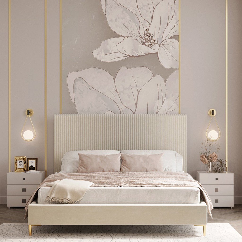 SB Design Square เตียง 6 ฟุต รุ่น GRACELYN ผ้าสีครีม (192x223x138 ซม.)  แบรนด์ SB CASA