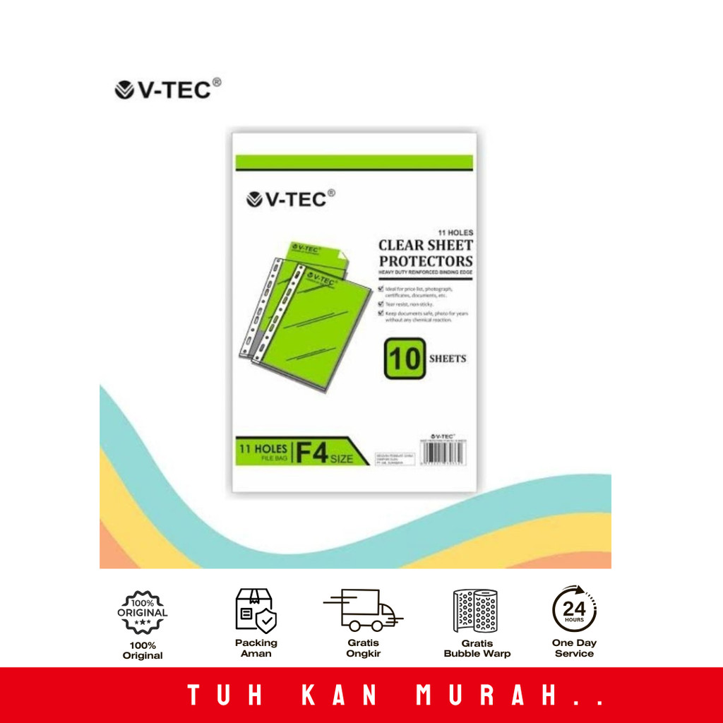 V-TEC SHEET PROTECTOR VT-303 FOLIO / A4 (1 ชุด มี 10 แผ่น)