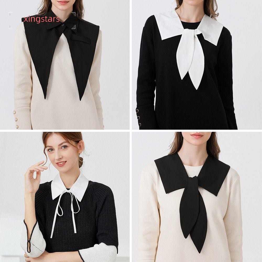 ซิงสตาร์ ปกเสื้อแบบปลอม สำหรับผู้หญิง ทำจากผ้าฝ้ายวินเทจ