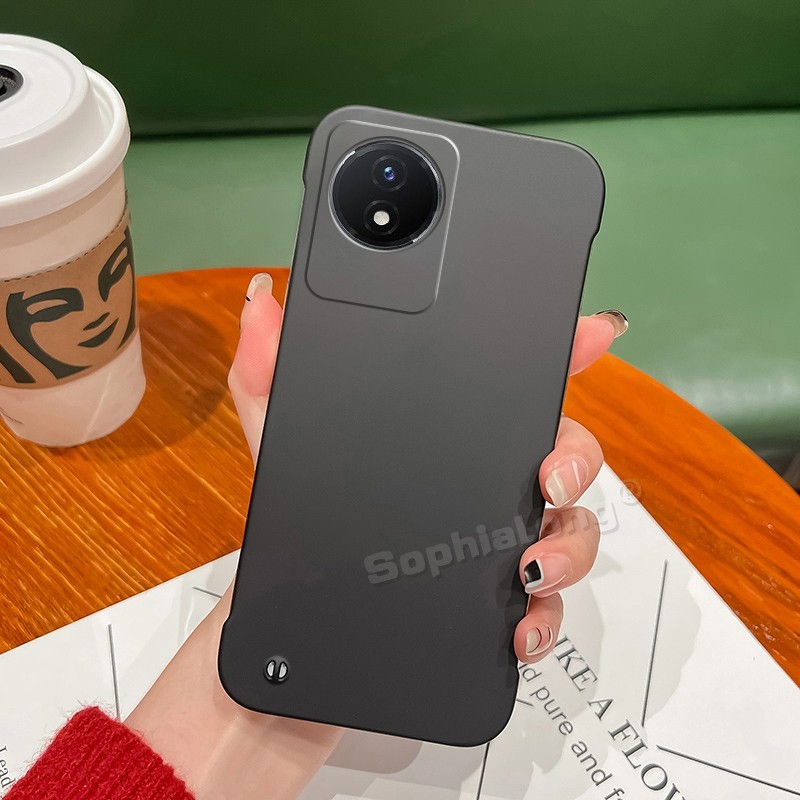 ไร้ขอบกระจายความร้อนเคสโทรศัพท์สําหรับVivo Y02 Y02T V2254 Y02A Y11 2023 Hard PCอะคริลิคสีทึบSilky Sm