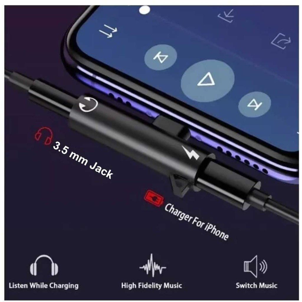 ANDEASTR PAUIAO OTG 2in1 Lightning AUX แจ็ค 3.5 มม. ตัวเมียเป็น Lightning ตัวผู้ - P21