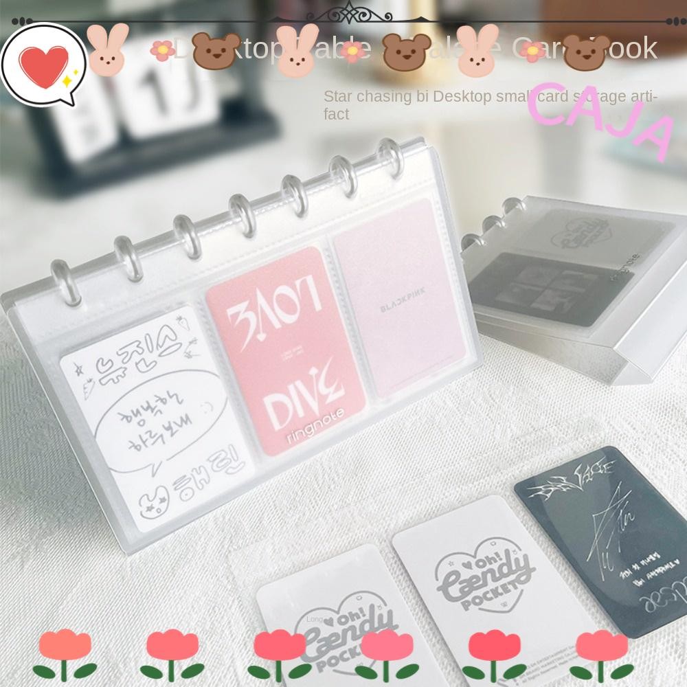 CAJA1 ที่ใส่โฟโต้การ์ด, อัลบั้มภาพตั้งโต๊ะแบบใส DIY, ความเรียบง่ายในการตกแต่งภาพการ์ดไอดอลขนาด 3 นิ้ว/3.5 นิ้ว