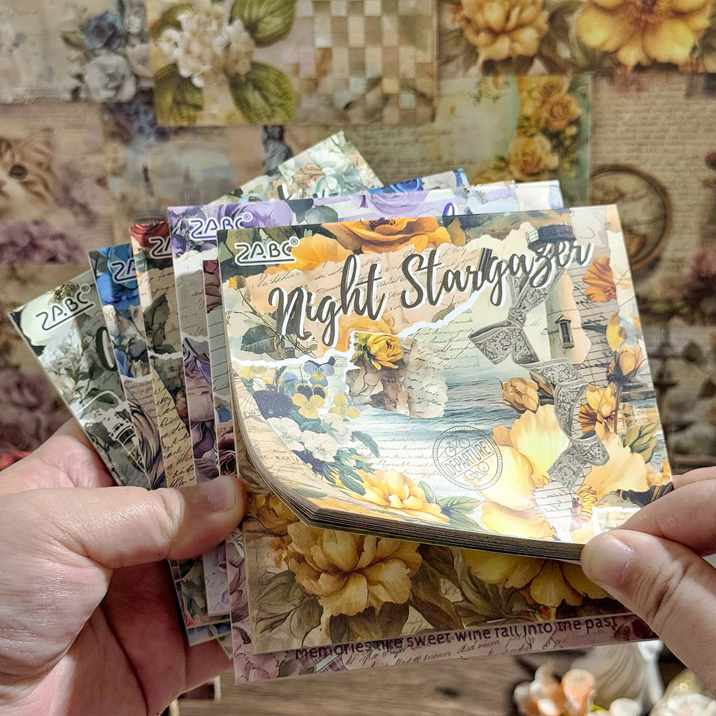 Journamm 30 แผ่นดอกไม้ Themed Vintage วัสดุฐานกระดาษตกแต่งพื้นหลังกระดาษ Hand Made DIY Scrapbooking วัสดุหัตถกรรมกระดาษ