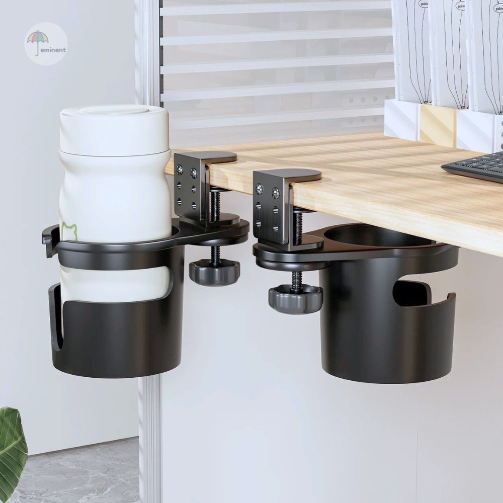 ที่วางแก้ว แบบหนีบโต๊ะ (สีดำ) ปรับ 3 ระดับ หมุน 360 องศา เพิ่มพื้นที่จัดเก็บบนโต๊ะ เก็บซ่อนใต้โต๊ะ ติดตั้งง่าย