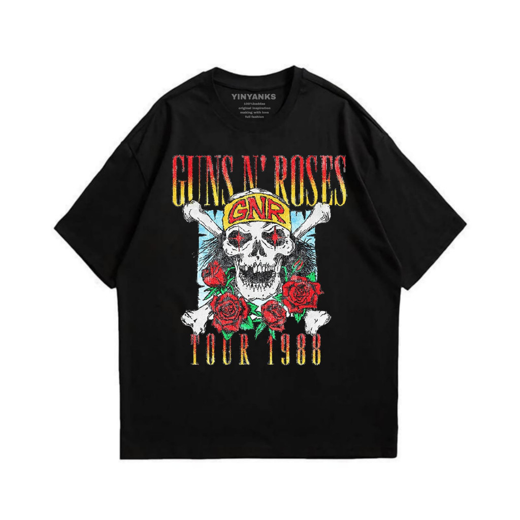 เสื้อยืด 2025 Oversize Kaos เสื้อ skena men s n Roses 7 SHORT SLEEVE Loose Trend Casual