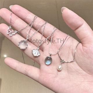 สร้อยคอเชลล์โบว์ จี้ผีเสื้อ เพทาย มูนสโตน สร้อยโช้คเกอร์ ผู้…