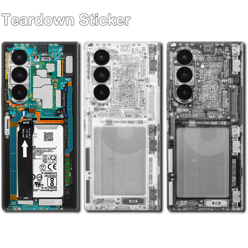 สติกเกอร์กันรอยดีไซน์ Teardown สำหรับ Samsung Galaxy Z Fold 7 6 5 4 3 ฟิล์มกันรอยหน้าจอด้านหลังแบบห่อวงจร
