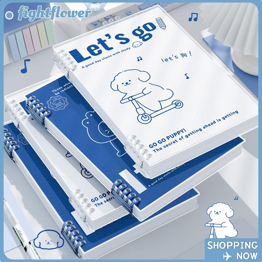 สมุดโน๊ต FIGHT Binder, สมุดโน๊ตแบบหลวมเส้นแนวนอน A5/B5, ลูกสุนัขแบบหลวม/แพนด้า/ไดโนเสาร์/คาปิบาระ 60 แผ่น/120 หน้าเกลียว Bound Notebook