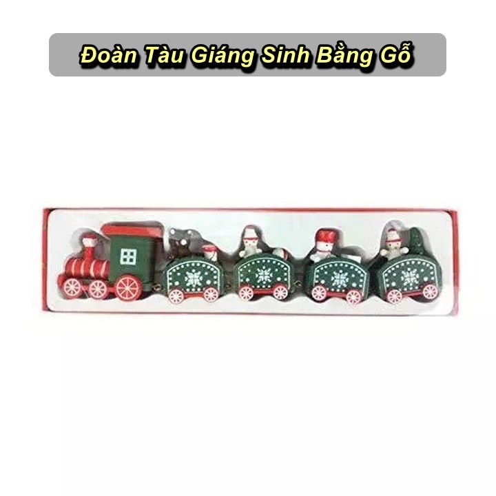 [HCM] - Wooden CHRISTMAS TRAIN CHRISTMAS TRAIN SET 5 GREEN PLATFORMS - บ้านและสวน