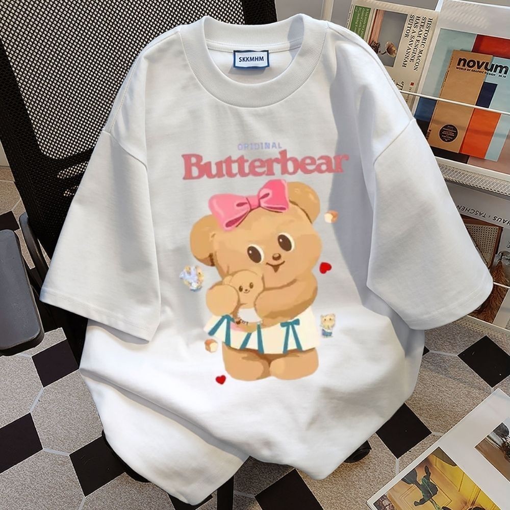 🌷Su.Tee🌷 สื้อยืด oversize เสื้อแฟชั่น เกาหลี โคตรนุ่ม ผ้าคอตตอน ลาย "BUTTERBEAR" สินค้าใหม่ 2025
