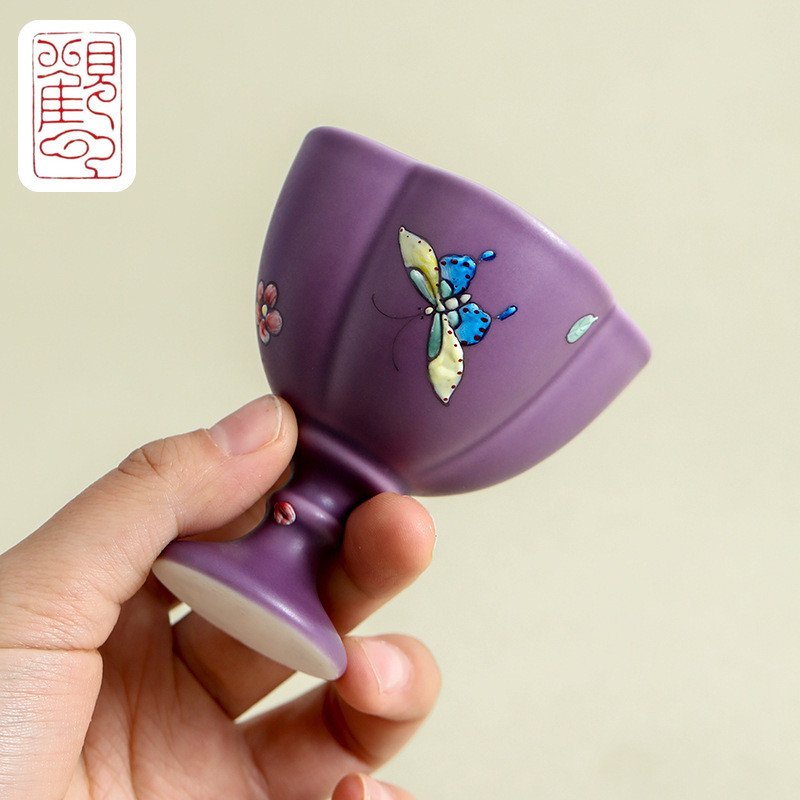 [Guanyun] ทําด้วยมือผีเสื้อ Goblet Master ถ้วยสํานักงานผู้เข้าชมถ้วยชาเซรามิกสไตล์จีนสุภาพสตรีส่วนบุ