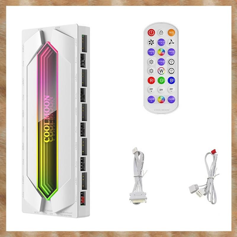 [KYG] 22 in 1 ARGB PWM Controller Hub ARGB ตัวควบคุมแบบอะซิงโครนัส PWM Fan Hub Splitter สีขาว